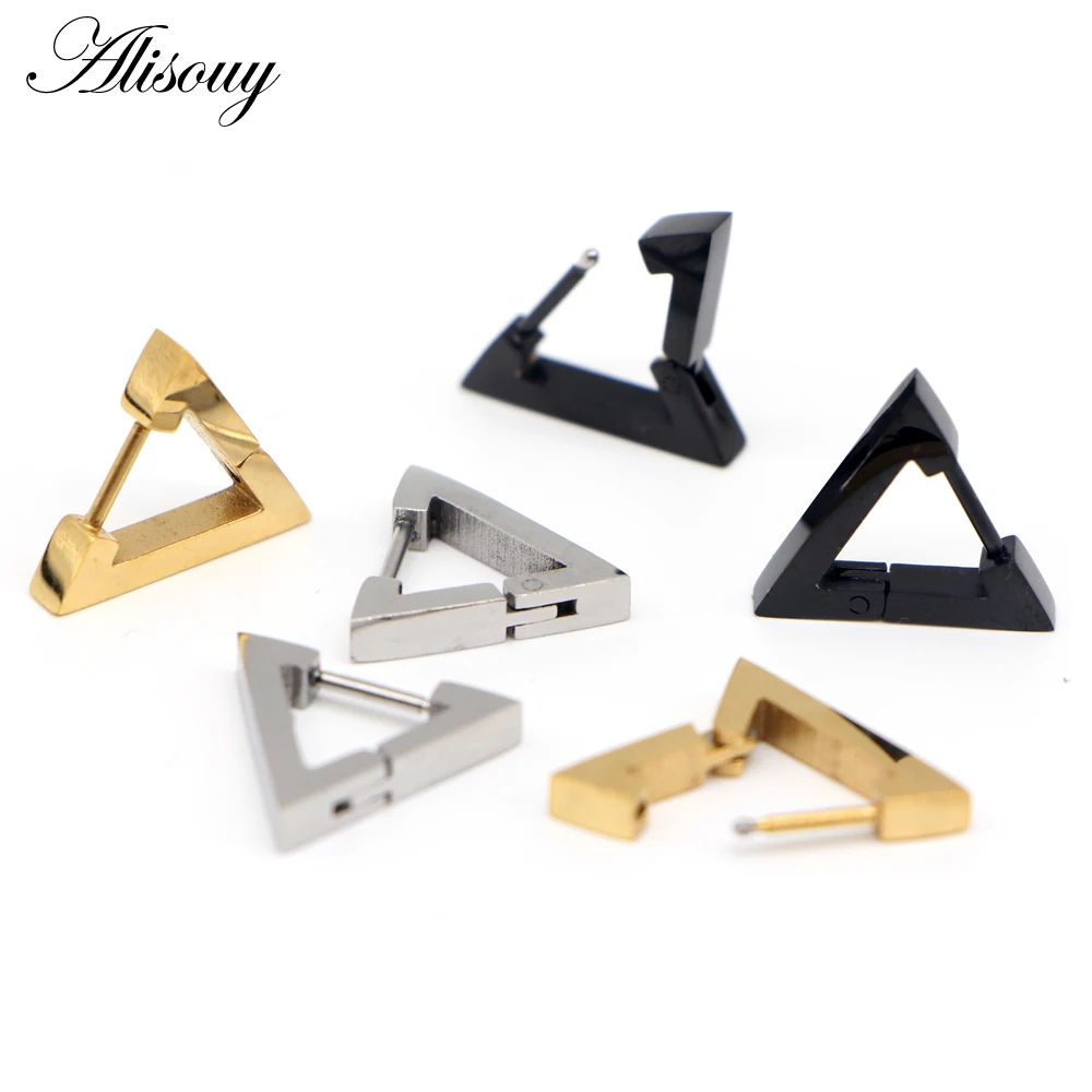 Alisouy, 2 шт., треугольные квадратные ромбовидные прямоугольные серьги в форме сердца, 316L, нержавеющая сталь, для мужчин и женщин, для влюбленных, пара ушей, висячие серьги