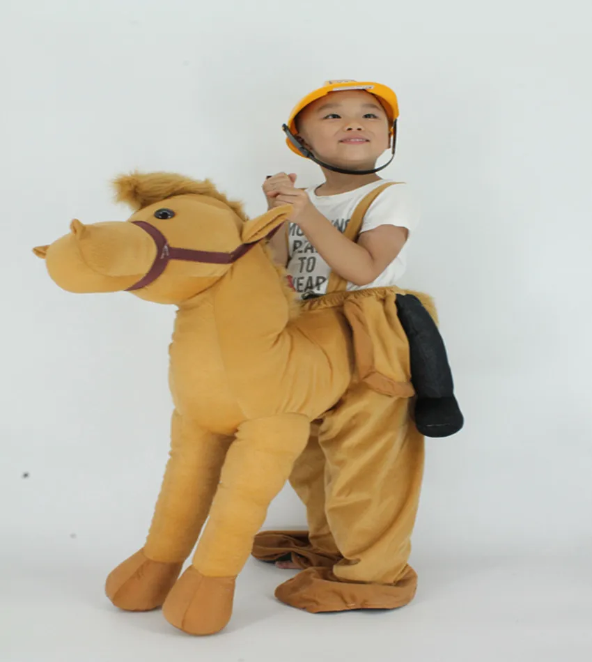 Дети кататься на животных игрушки пышные штаны динозавр верблюд плечо носить меня мягкие костюмы на Хеллоуин костюмы на карнавал Верховая езда игрушки - Цвет: camel
