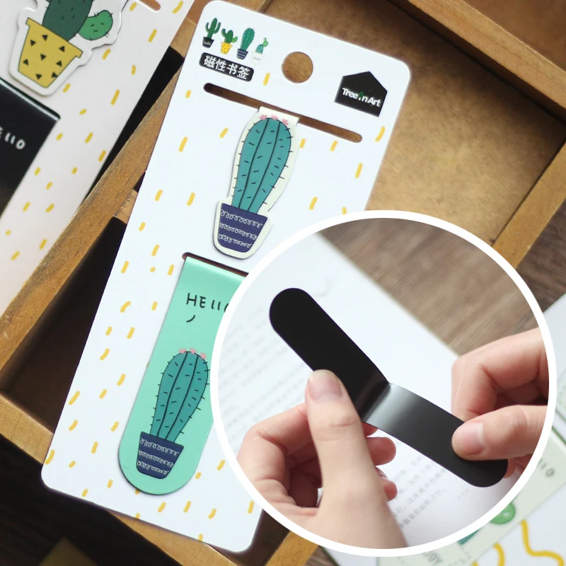 Cute Cactus Magnetic Bookmarks Paper Clip Fridge Stickers School Office Supply Escolar Papelaria Gift Stationery