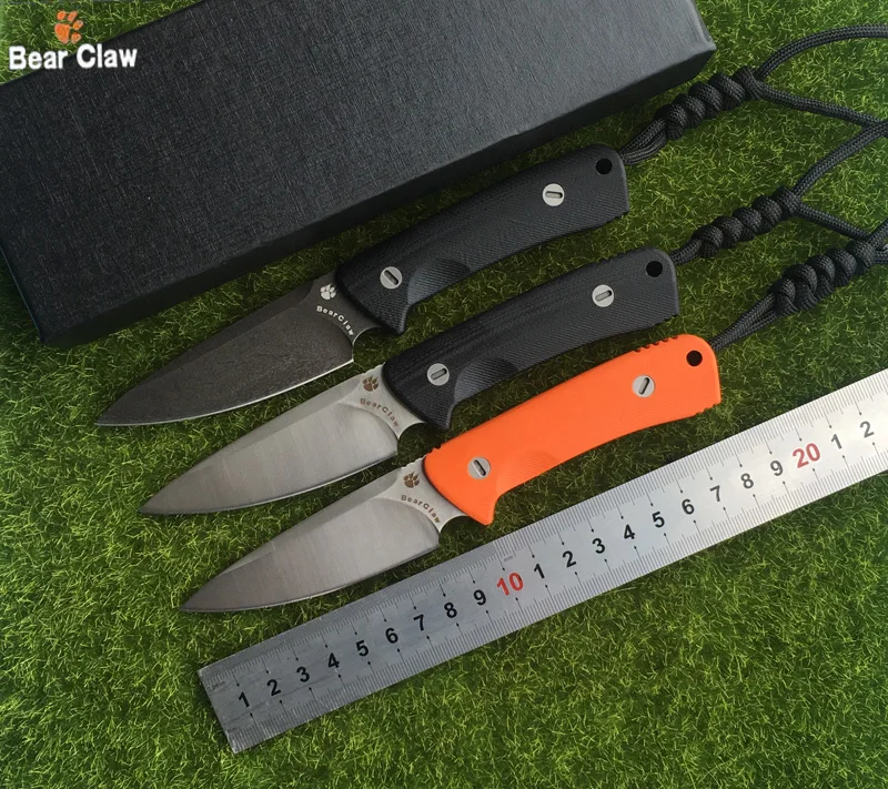 Bear claw Nettle fixed blade knife D2 steel G10 handle outdoor hunting survival pocket kitchen fruit knives practical edc tools stainless steel fixed blade knife fruit knife outdoor survival knife pocket tools edc knives nylon sheath