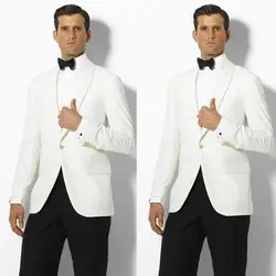 Новый для пользовательских женихи смокинги Slim Fit Для мужчин костюмы для свадьбы шалевыми лацканами из двух частей женихов Для мужчин