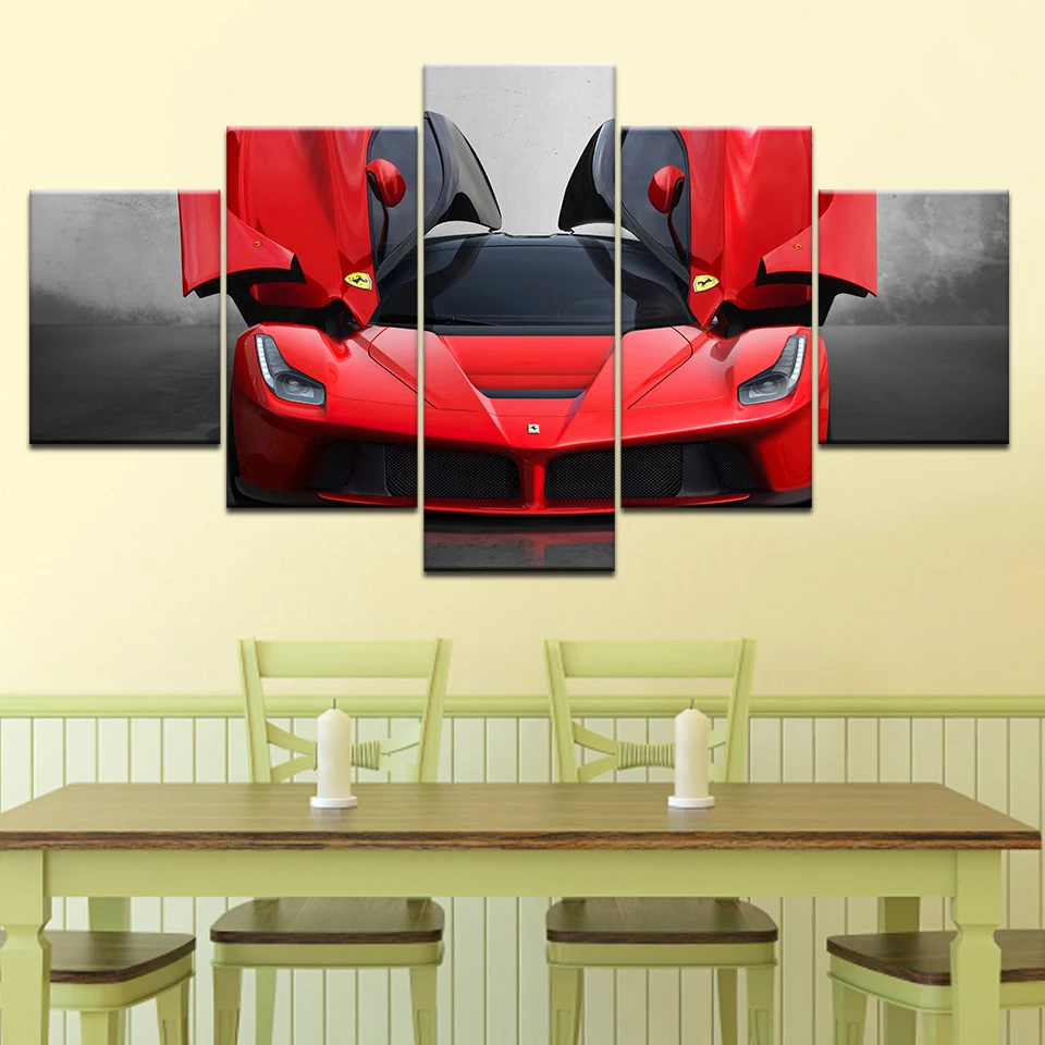 

The car HD Wallpapers 5 Panels modern Modular Poster art Canvas painting for Living Room Home Decor