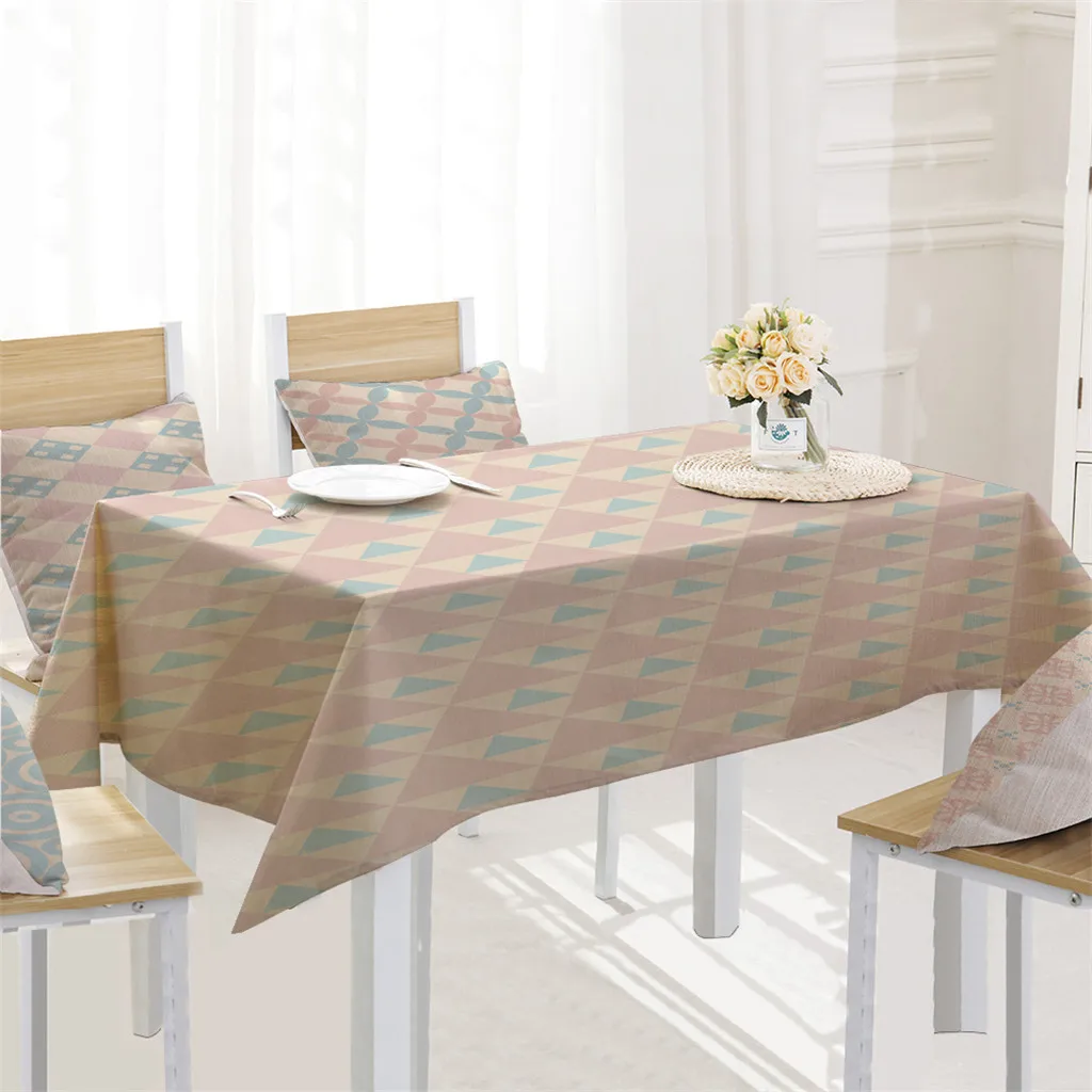 

Elegant Plaid Printing Table Cloth Linen Blend Delicate Tablecloth Kitchen Banquet Meet Party Decor Dining Table Cover 140x180cm
