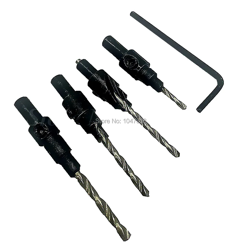 4pcs Woodworking Hss Drill Countersinks Bit Countersinking Hole Counter