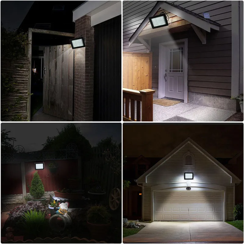 Luzes de Inundação Solar ao ar Solar à Prova Luz para Jardim Solares Lumens 3 w Painel Livre Luz Dwaterproof Água Segurança Garagem Gramado Cerca 54 Led 400 6 Luzes de inundação solares 54 led 400