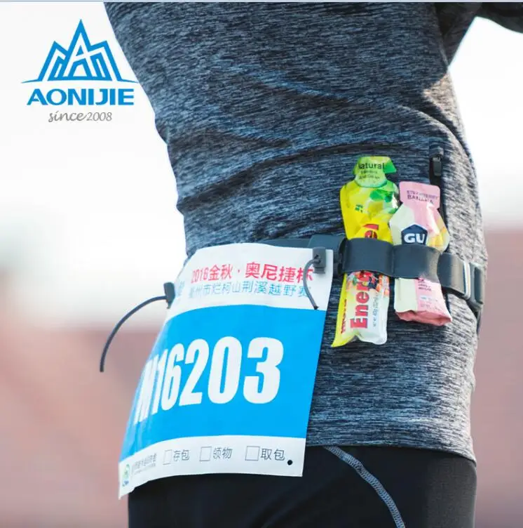 

Aonijie Unisex Triathlon Marathon Race Number Belt With Gel Holder Running Belt Cloth Belt Motor Running Outdoor sports