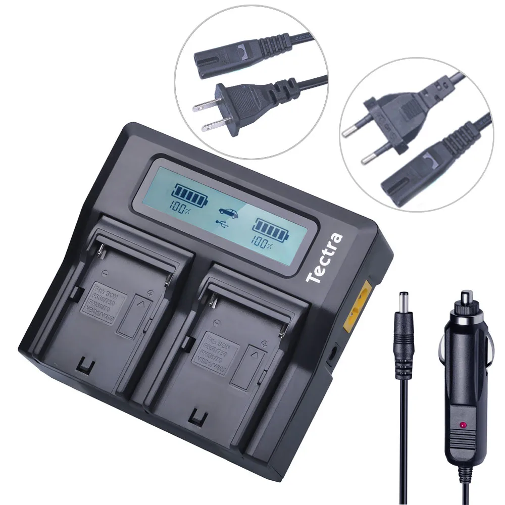 

Tectra LCD Rapid Dual Charger for Sony NP-F970 NP-F960 NP-F770 NP-F750 NP-F570 NP-F550 NP-FM500H FM50 QM71D QM91D FM70