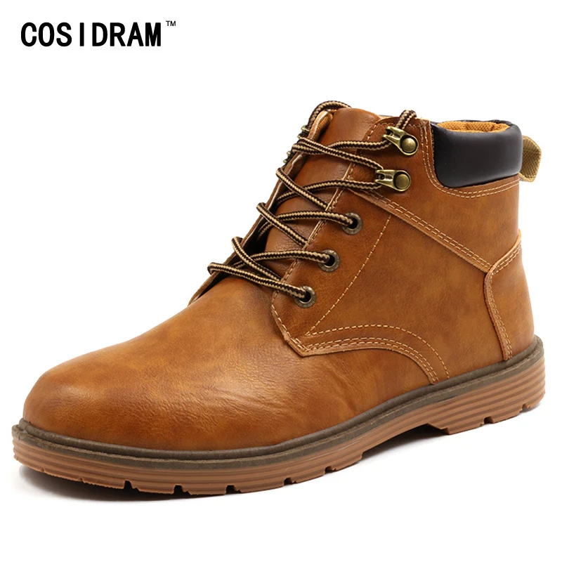 COSIDRAM High Top Autumn Winter Shoes Men Boots PU...