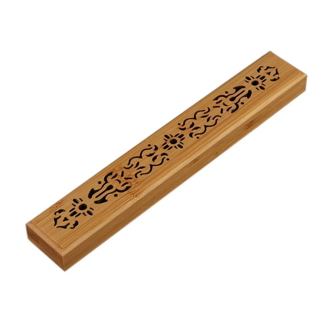 Natural Wooden Incense Stick Box Burning Insence Burner Holder Ash Catcher Home Office TeahouseDecoration