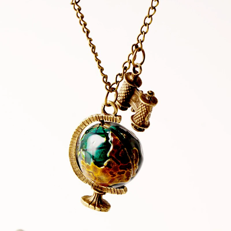 wholesale 2016 vintage New Fashion suspension Globe Telescope Ball necklaces & pendants Women Sweater Chain Gifts pendant N268