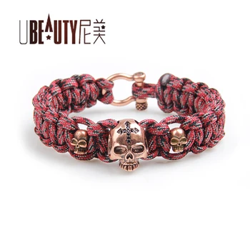

Men Bracelet Personality Skull Shape Copper Nylon Rope Handmade Trendy Cuff Bangles & Bracelet Vintage Men Jewelry Bracelet