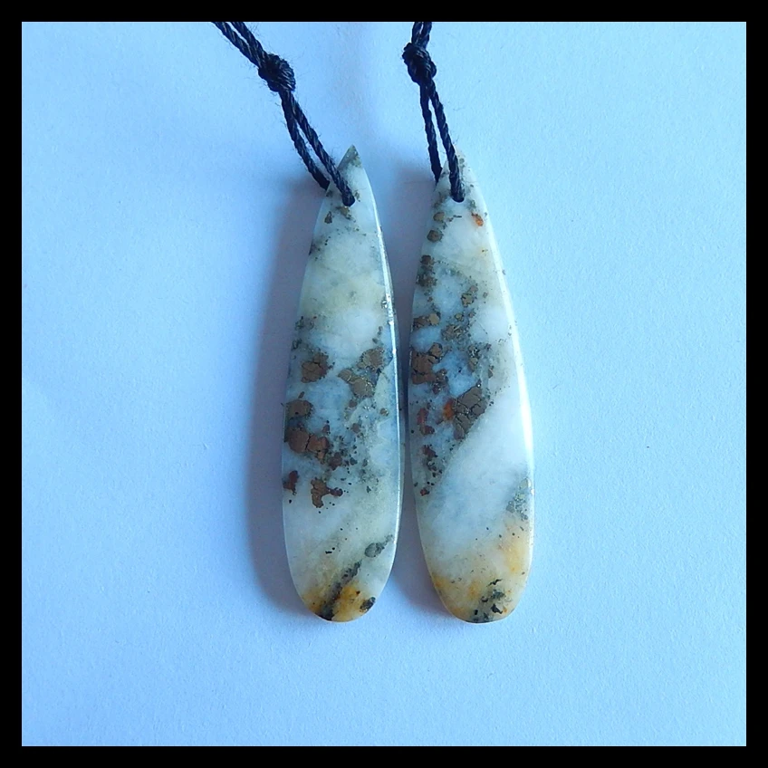 

Water Drop Natural Stone Pyrite Fashion Front Drilled Earring Bead 45x11x4mm 6.3g Beauty Jewelry Women Earrings