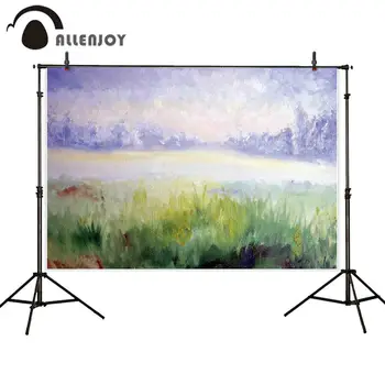 

Allenjoy painting photography backdrop Spring blue sky green grass view background photophone photocall photo studio shoot prop