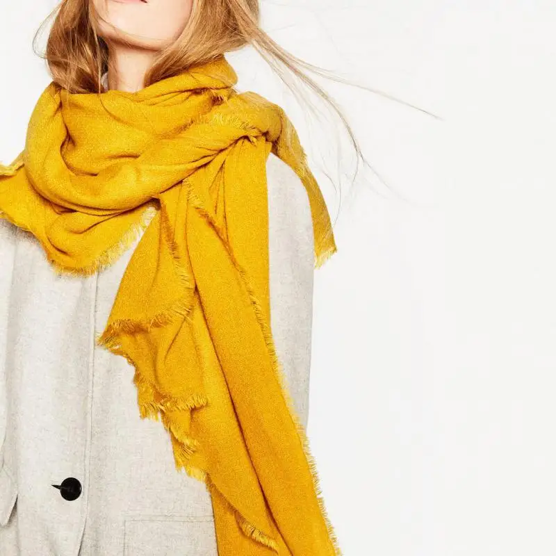 2019 Winter New Supersoft Oversized Scarf Yellow Cashmere Feel Scarves