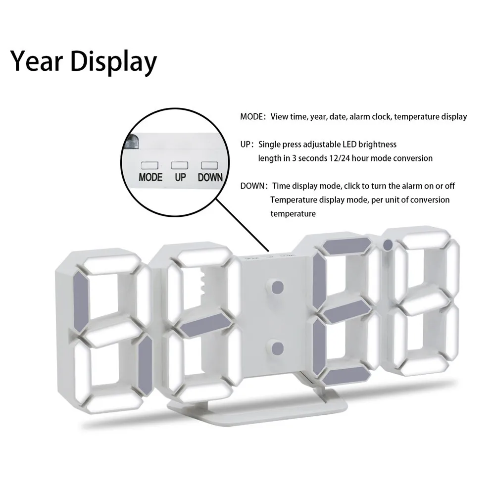 Современные Цифровые Светодиодный Настольные часы с ночным будильником для дома, гостиной, офиса, 24 или 12 часов