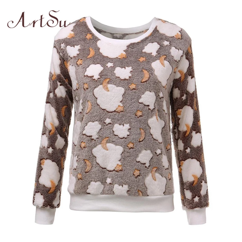 

ArtSu 2019 Womens Winter Long Sleeve Pullovers Sweater Female Jacket Sweater Coat Hooded Jumper Tops EPHO80045