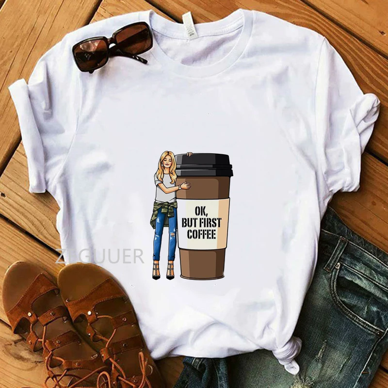 OK But First Coffee летние женские топы из 100% хлопка повседневные футболки Супермягкие