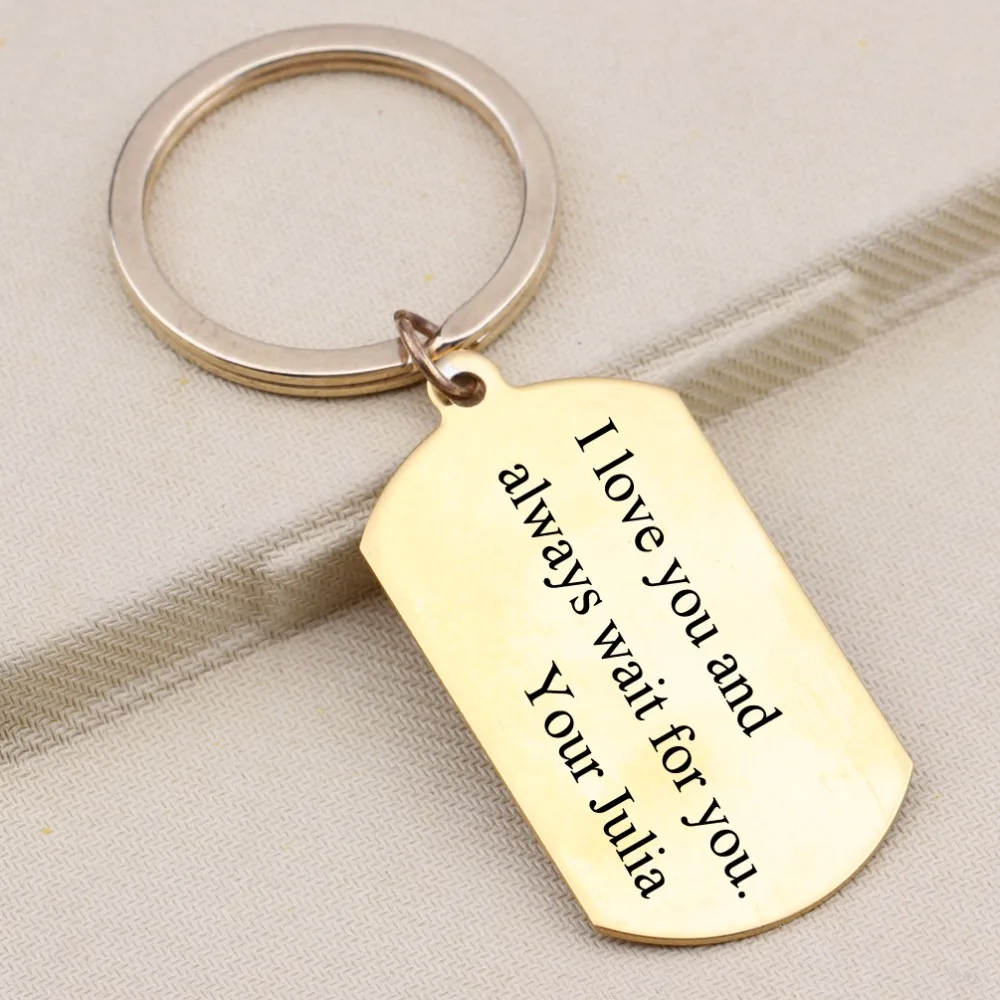 Custom Name Keychain I Love You And Always Wait For Key Holder Dog Tag Lover Couples Family Keyring Car Gifts | Украшения и