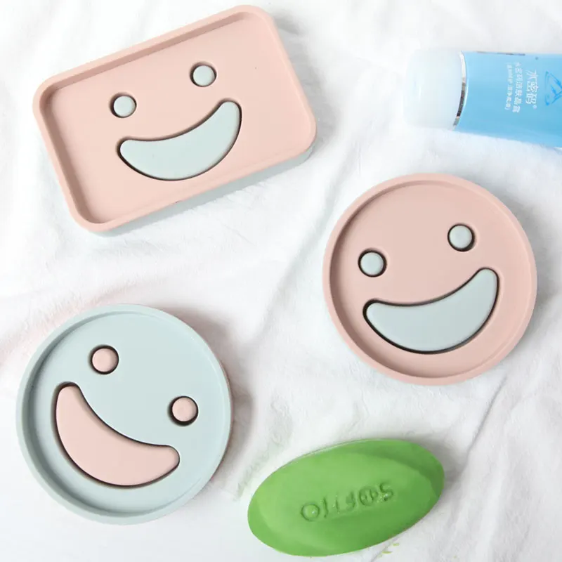 

DINIWELL PP Smiley Face Soap Holder Rectangle Round Washbasin Drain Soap Box For Bathroom Hotel Double Layer Toilet Tools