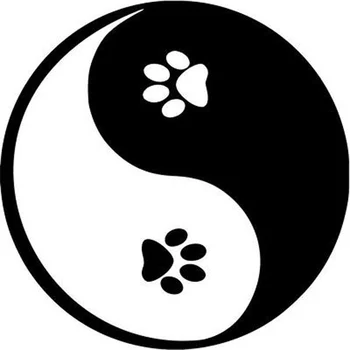 

15cm*15cm Ying Yang Dog Paws Symbolic Fashion Car Sticker Black/Silver Vinyl Decal S6-3867