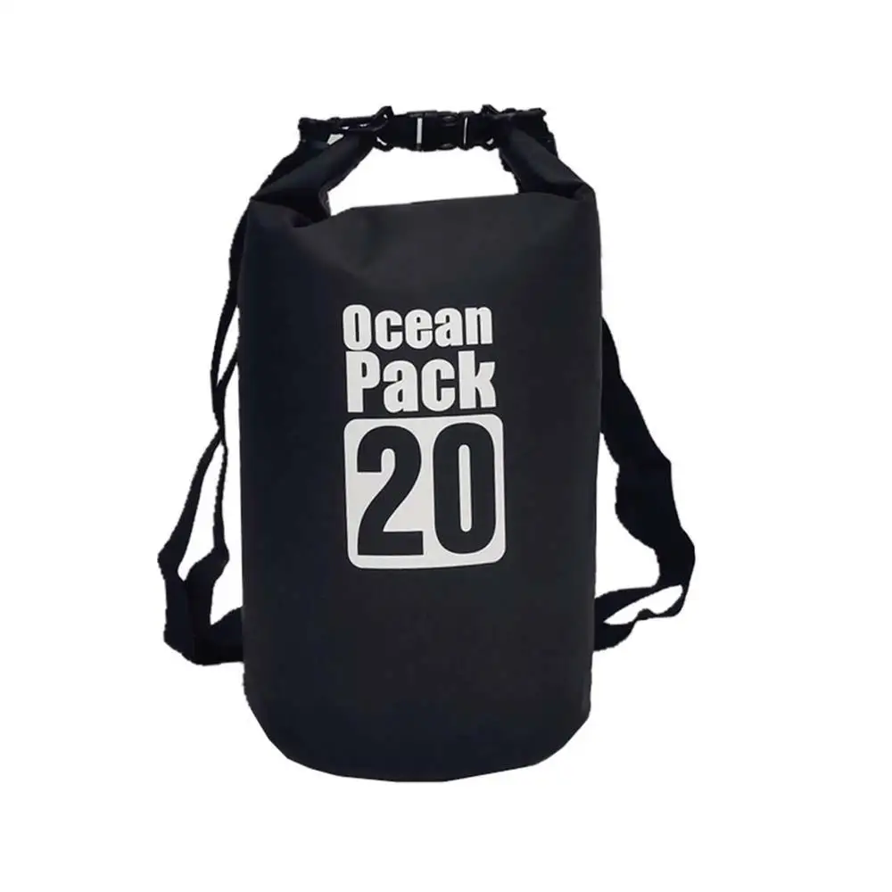 20L black ПВХ водонепроницаемая сухая сумка 5L 10L 20L наружная складная сумка для дайвинга Мужская Женская пляжная сумка для плавания рафтинг речной океан рюкзак - Цвет: 20L black