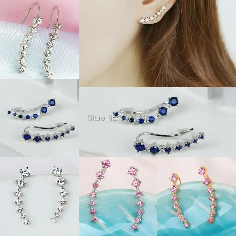 

5 Kinds Design Punk Rock Rhinestone Ear Cuff Wrap Stud Earring Silver/Gold Color Piercing Cartilage Statement Ear Clips Jewelry