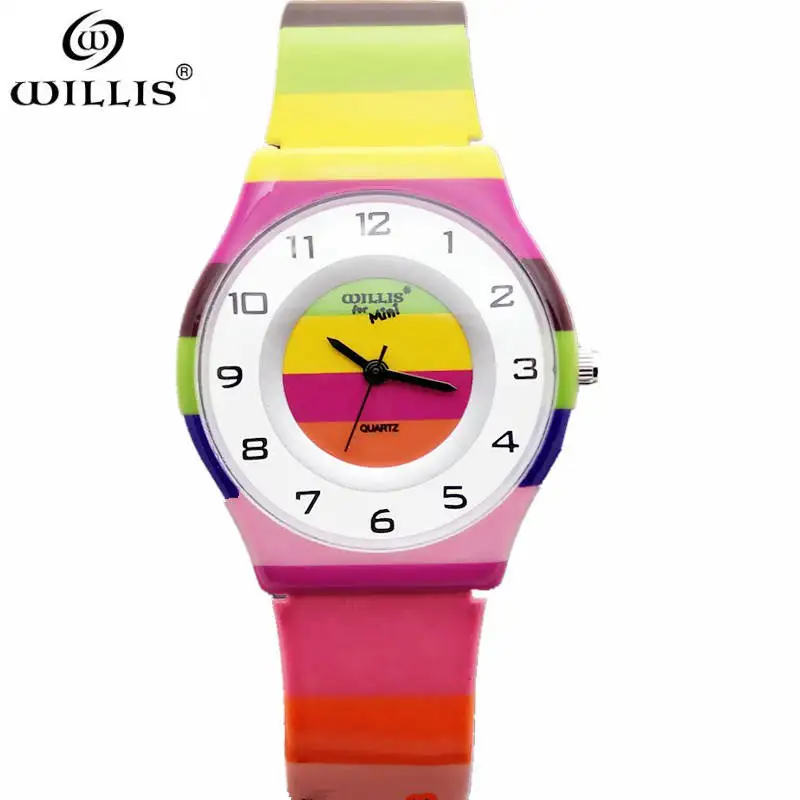 

WILLIS Top Brand Watch Women Watches Ultra Thin Silicone strap rainbow Display Quartz watch Luxury Wristwatches Relogio Feminino