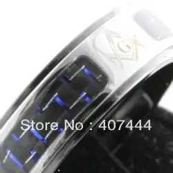 

YGK JEWELRY Amazed 8MM 316 Stainless Steel Unique Masonic Master Ring With Blue&Black Fiber Combined Free Shipping