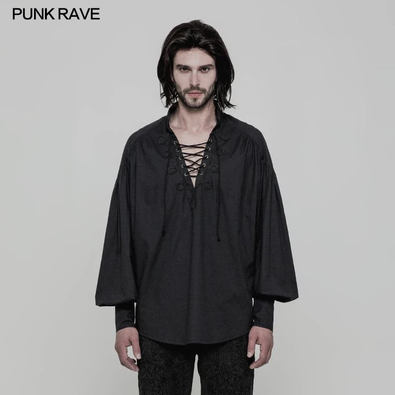  PUNK RAVE Men Gothic Shirt Victorian Fashion Cotton Blouse Vintage Palace Evening Party Long Sleeve