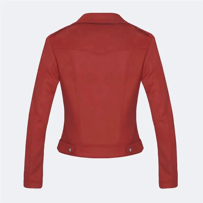 Women Autumn Winter Suede Faux Leather Jackets Lady Fashion Matte Motorcycle Coat Biker Red Black Green Zipper Outerwear