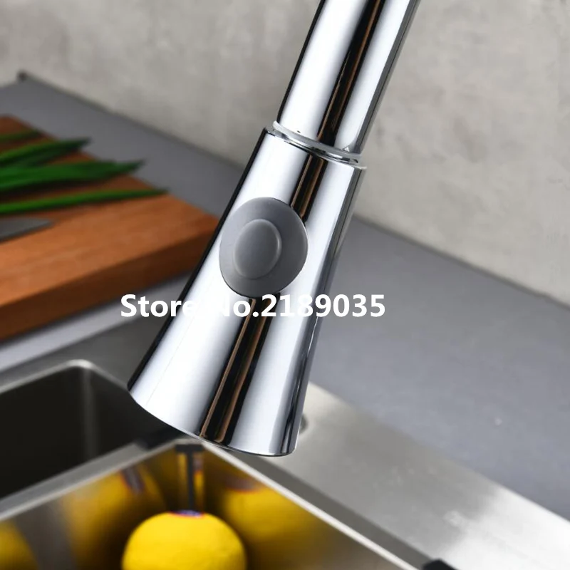 Chrome Кухня кран Серебряный одной ручкой вытащить Кухня нажмите на одно отверстие поворотной ручкой 360 градусов воды смесителя смеситель коснитесь