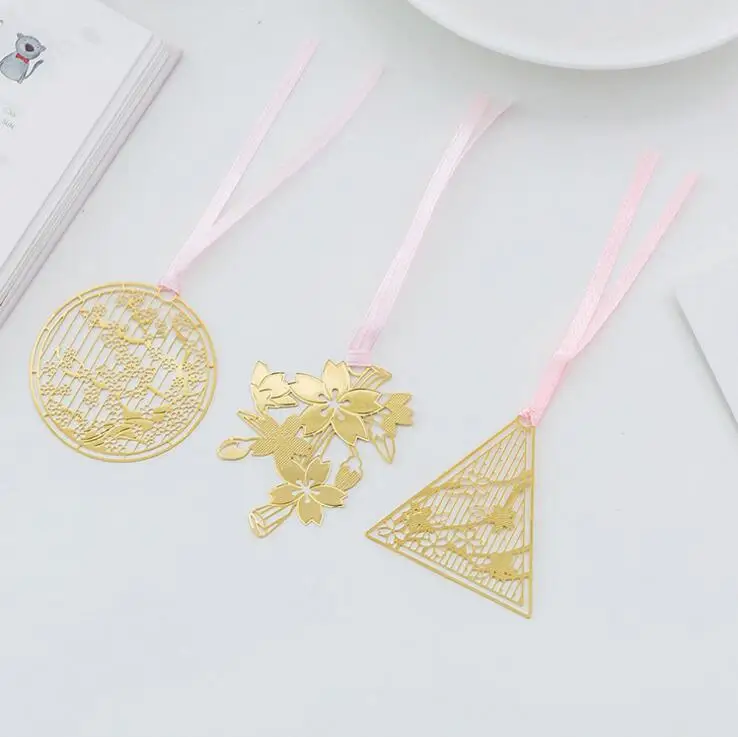 

8 Pieces Lytwtw's Classic Metal Material Cherry Blossoms Bookmarks for Books Markers Holder School Cute Gift