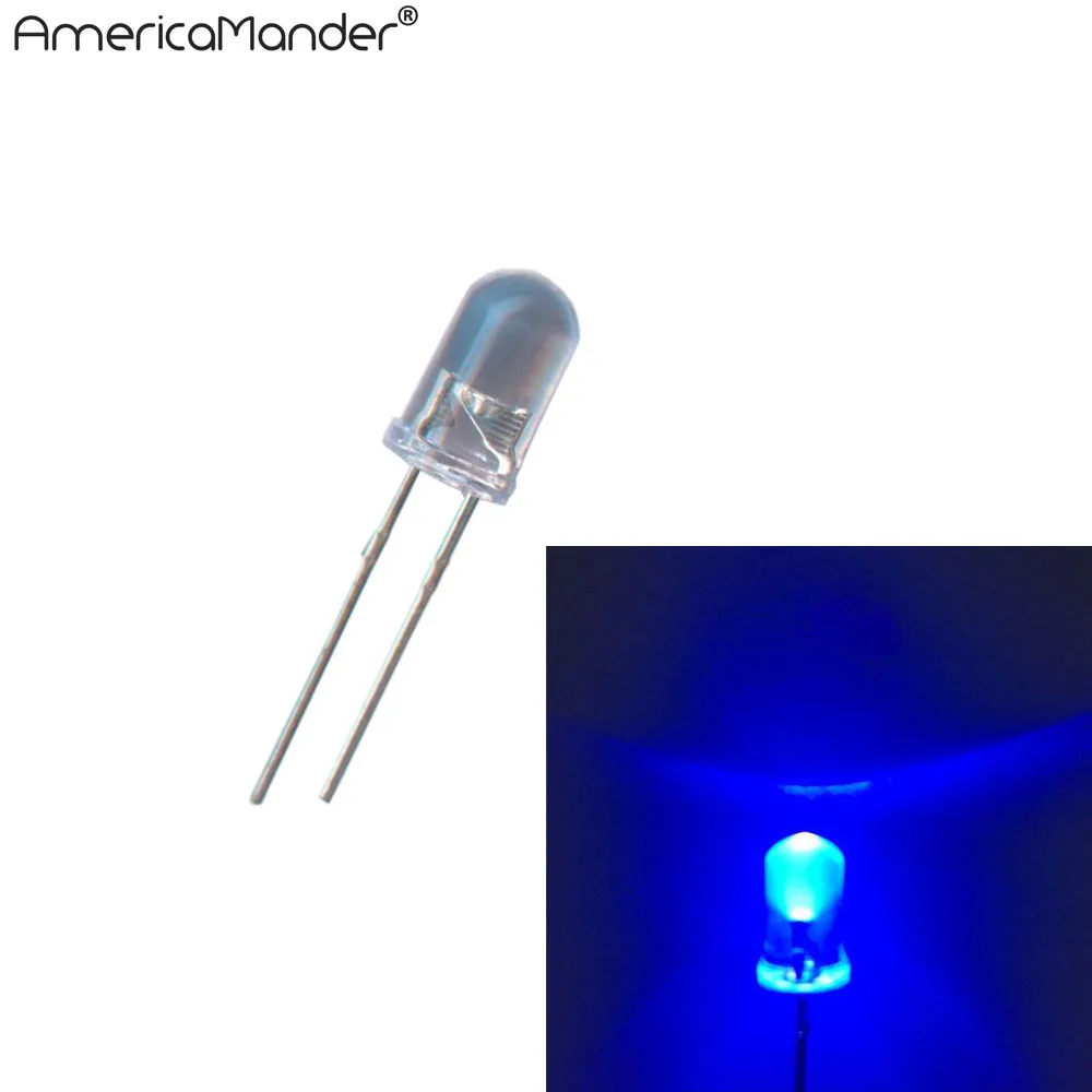 

100pcs F5 Water Clear 5mm UV Purple LED Diode Round Ultra Bright Transparent Through Hole 5 mm LED Light Emitting Diode Lamp