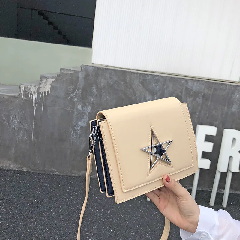 

The Korean version of the five-pointed star single-shoulder oblique bag network red bag female bag double-layer fashion bag