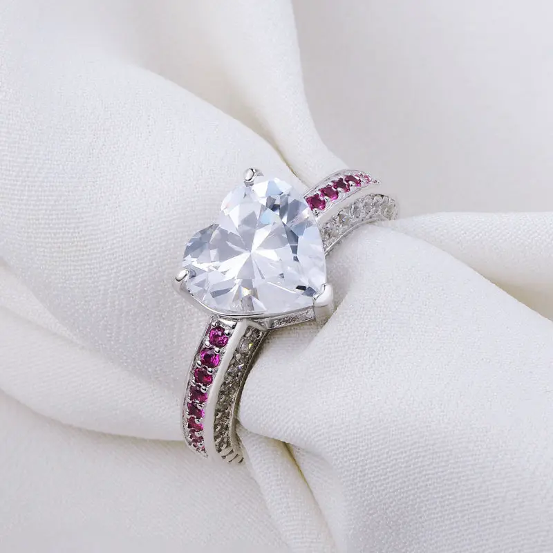 Newshe 3 Ct Grand обручальное кольцо для женщин Твердое Серебро 925 пробы обручальное кольцо в форме сердца AAA циркония подарок ювелирные изделия JR4827
