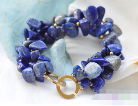 

08701 3row blue massive lapis lazuli bracelet
