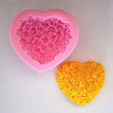 Heart Roses soap molds silicone soap mold