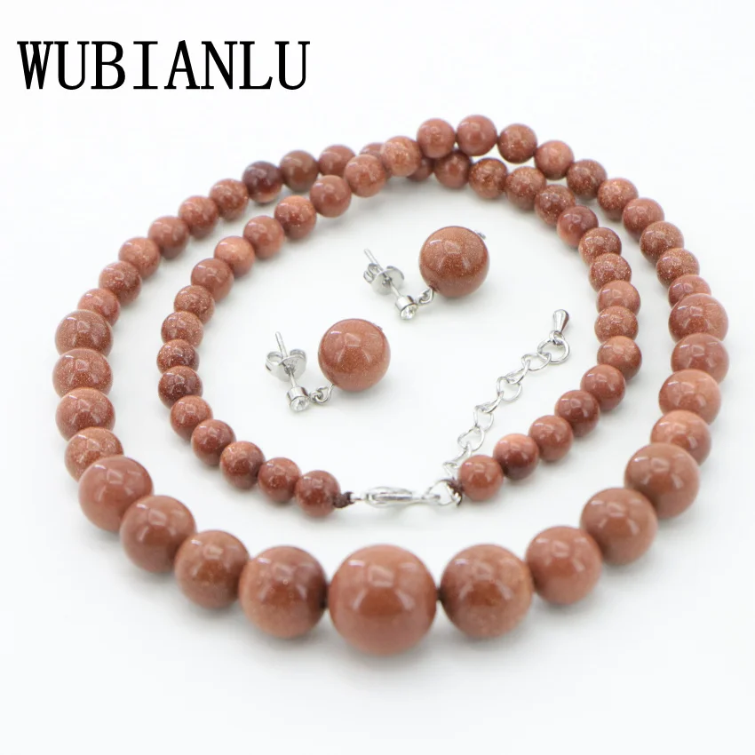 WUBIANLU New 6-14mm Gold Green Blue Sand Galaxy Stars Girls Necklaces For Women Fashion Jewelry Ear Studs Choker Necklace Set | Украшения и