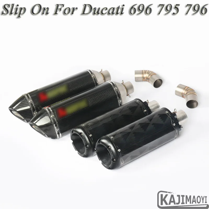 

696 Motorcycle Exhaust Modified Middle Connection Link Pipe Carbon Fiber Laser Muffler Slip On Sticker For DUCATI 696 795 796