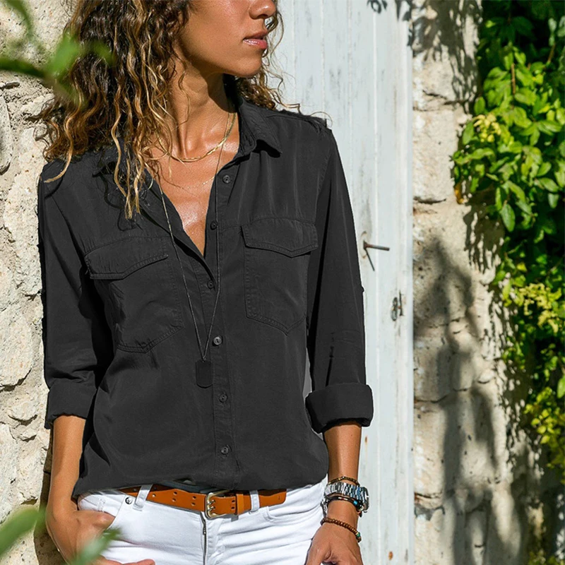 Женская хлопковая офисная блузка NORA Повседневная Блузка с длинным рукавом