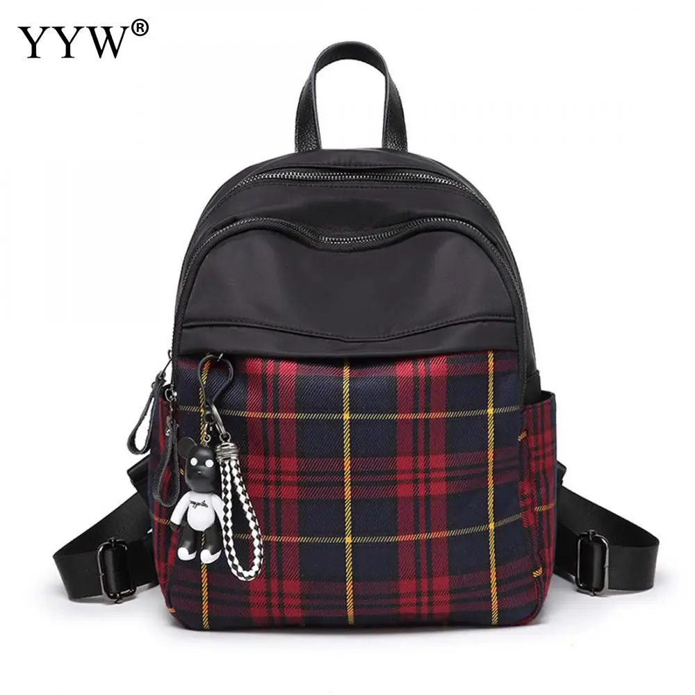 

Women Pu Leather Plaid Backpack Mochila Feminina Girl Colleague Student School Backpacks Large Capacity Multifunctional Bags