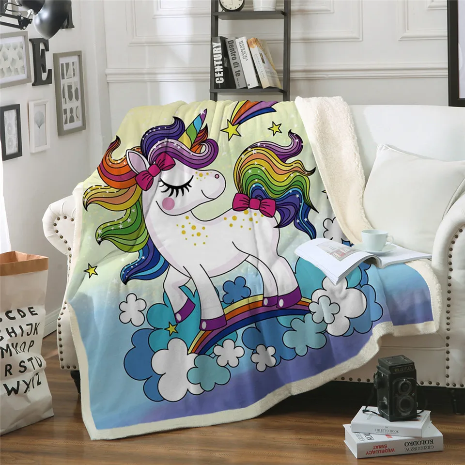 Sweet Dream Rainbow Unicorn Throw Blanket for Kids