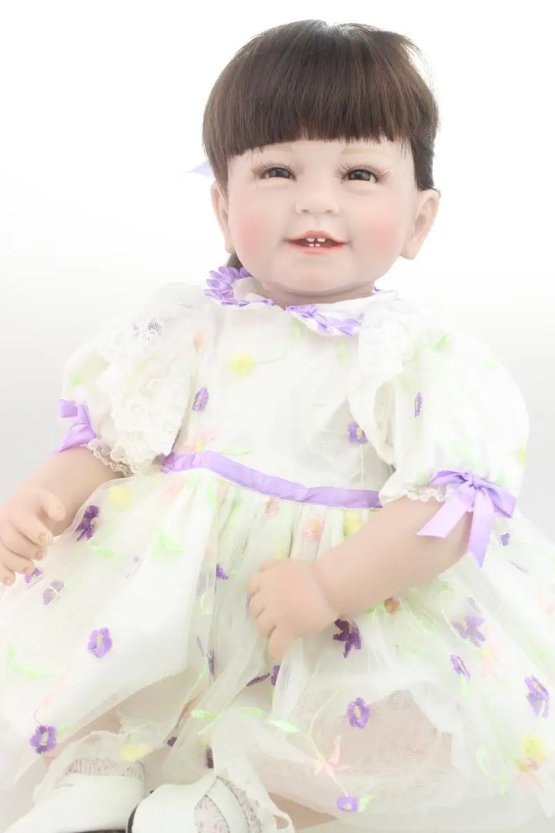 

NPK silicone Bebe reborn Baby Dolls 55 cm simulation Sweet smile girl Long Hair princess alive boneca Toys children's gift