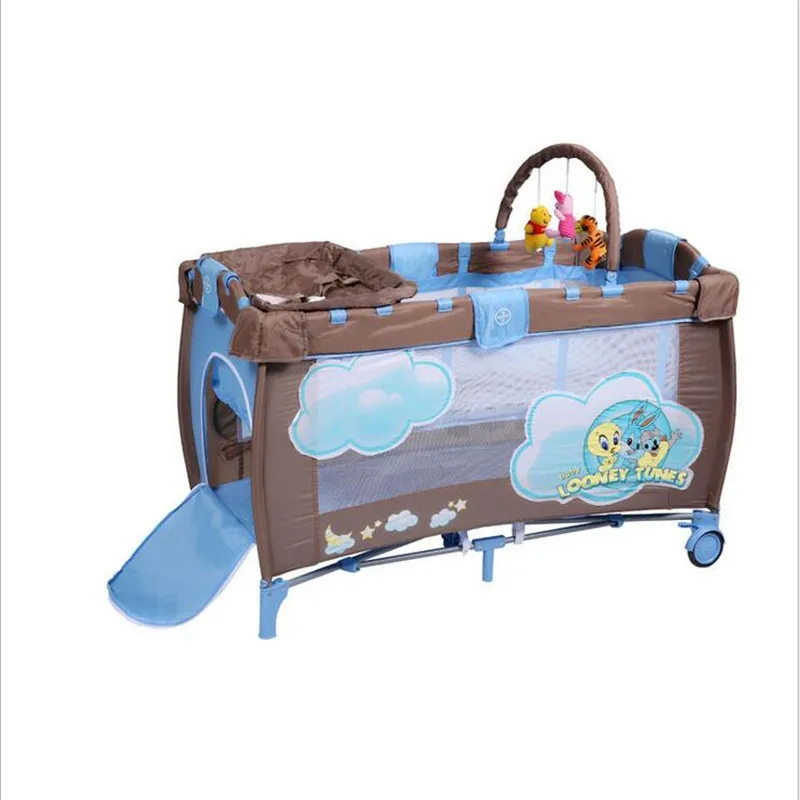  2017 Infant Baby Soft&Breathable Cartoon Crib High-profile European Baby Foldable Playpen Baby Bed 