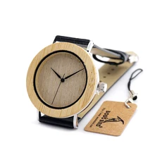 BOBO OISEAU De Mode 2016 Hommes de Bambou En Bois Montres Avec Véritable peau de Vache En Cuir Bande De Luxe Bois Montres pour Hommes Meilleur cadeaux