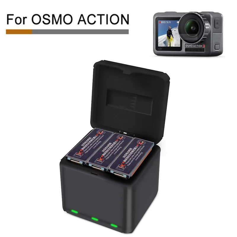 

For DJI OSMO ACTION Fast Charging One Drag Three Charger Storage Type Charging Box OSMO ACTION Accessories