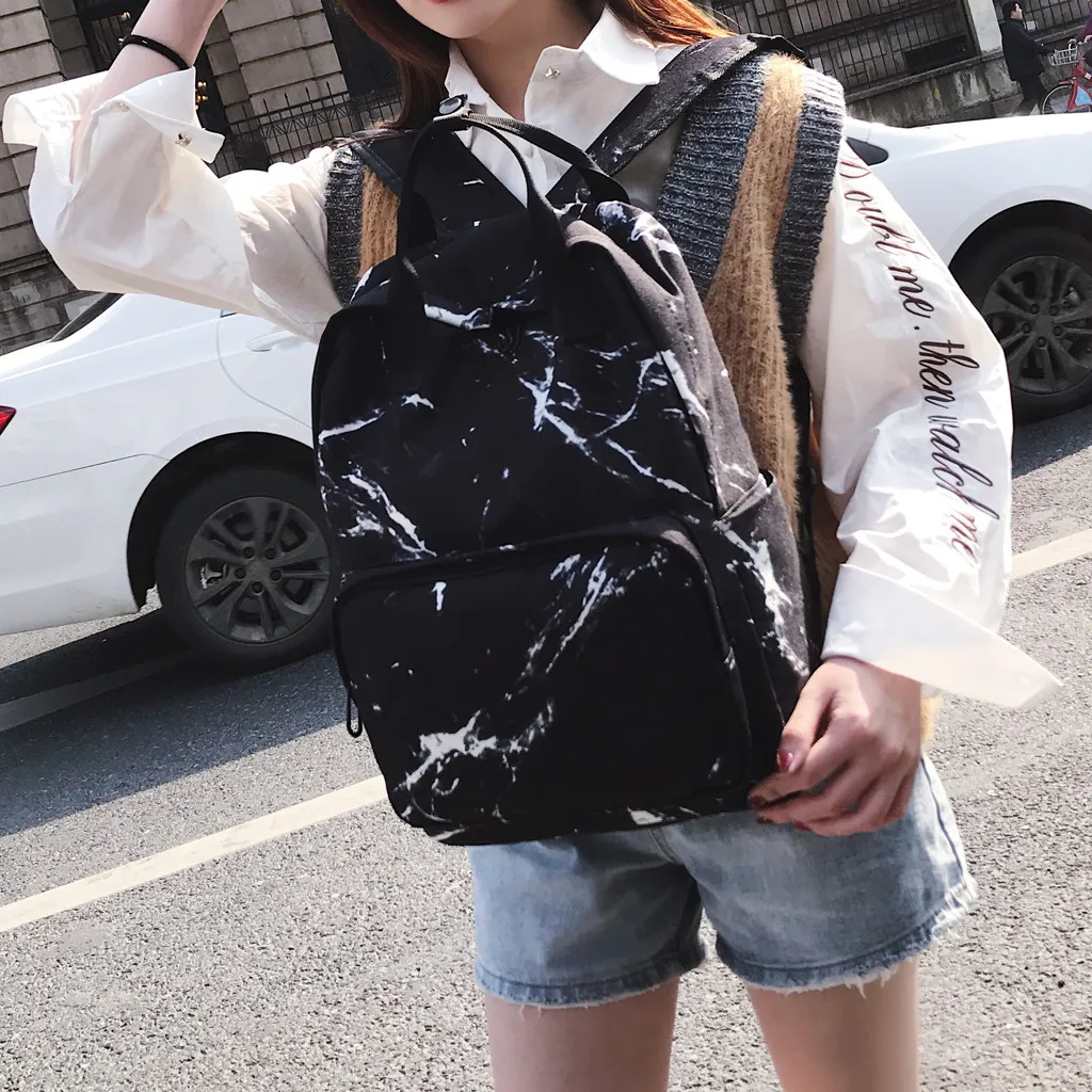 backpack travel Women Marble Pattern Large Capacity Bags Package Shoulder Bags backpack school student bag backpacks Ju17