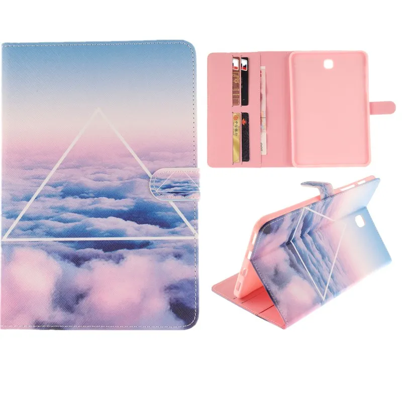 Luxury 2 Leavies PU Leather Stand Flip Case for Samsung Galaxy Tab S2 8.0 Case T710 T715 SM-T715 Tablet Wallet White Case Bag (10)