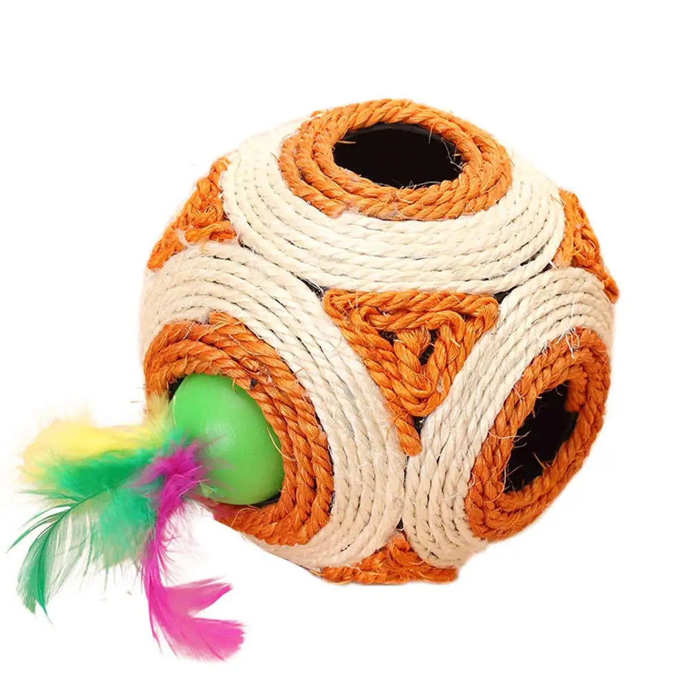 

Cat Toy Balls Cat Scratcher Six Holes Sisal Rope Ball Interactive Toy large size Ball