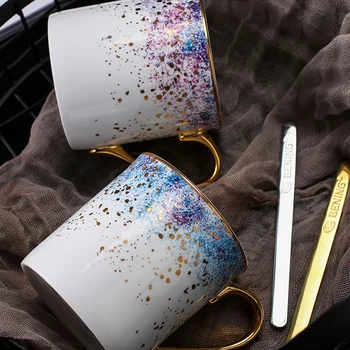 

Creative abstract pattern ceramic mug Pretty dream starry ceramic milk cup